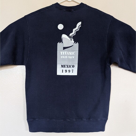 Vintage Titanic Film Crew Mexico 1997 Large Sweatshirt Movie Blue Ship Rare - Picture 3 of 8